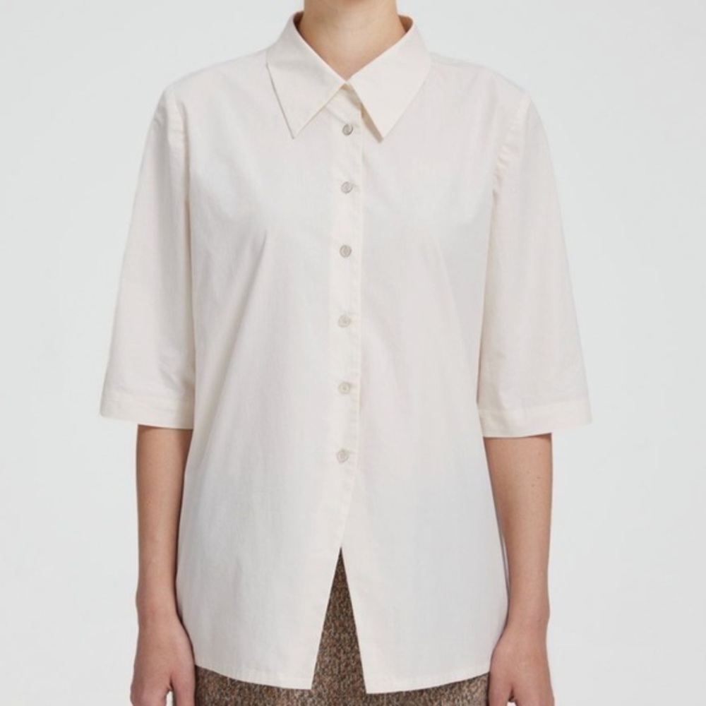 LATTELIER 3/4 Sleeves Back-Slit Shirt Cotton Button Down Size M‎